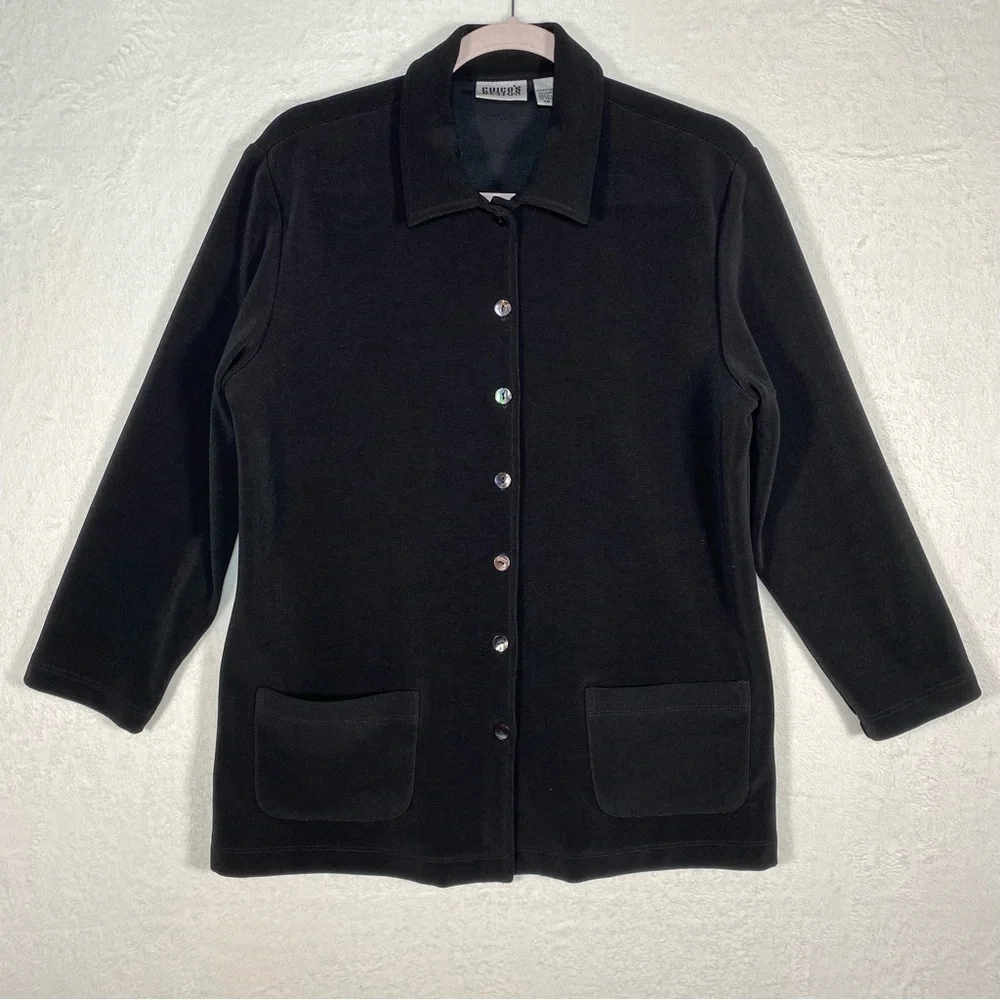 Chicos Design light top Jacket 3/4 sleeve button Size 1 Career‎ Office Casual
